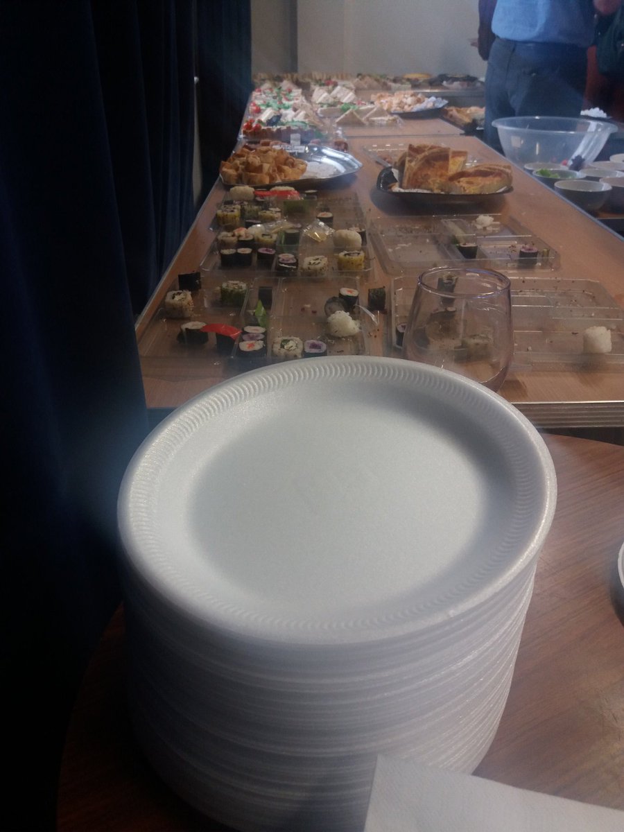 Russell_Arnott's tweet photo. Great day at the @csctbath showcase learning all about #sustainable alternatives to plastics.
Oh wait.
What this as the conference dinner?
All the plates are #singleuseplastic non-recyclable styrofoam. Seriously?!!
Practice what you preach.
#facepalm #csct19 https://t.co/L62IB9coyM