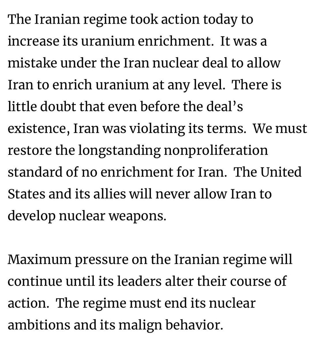 White House statement on #Iran