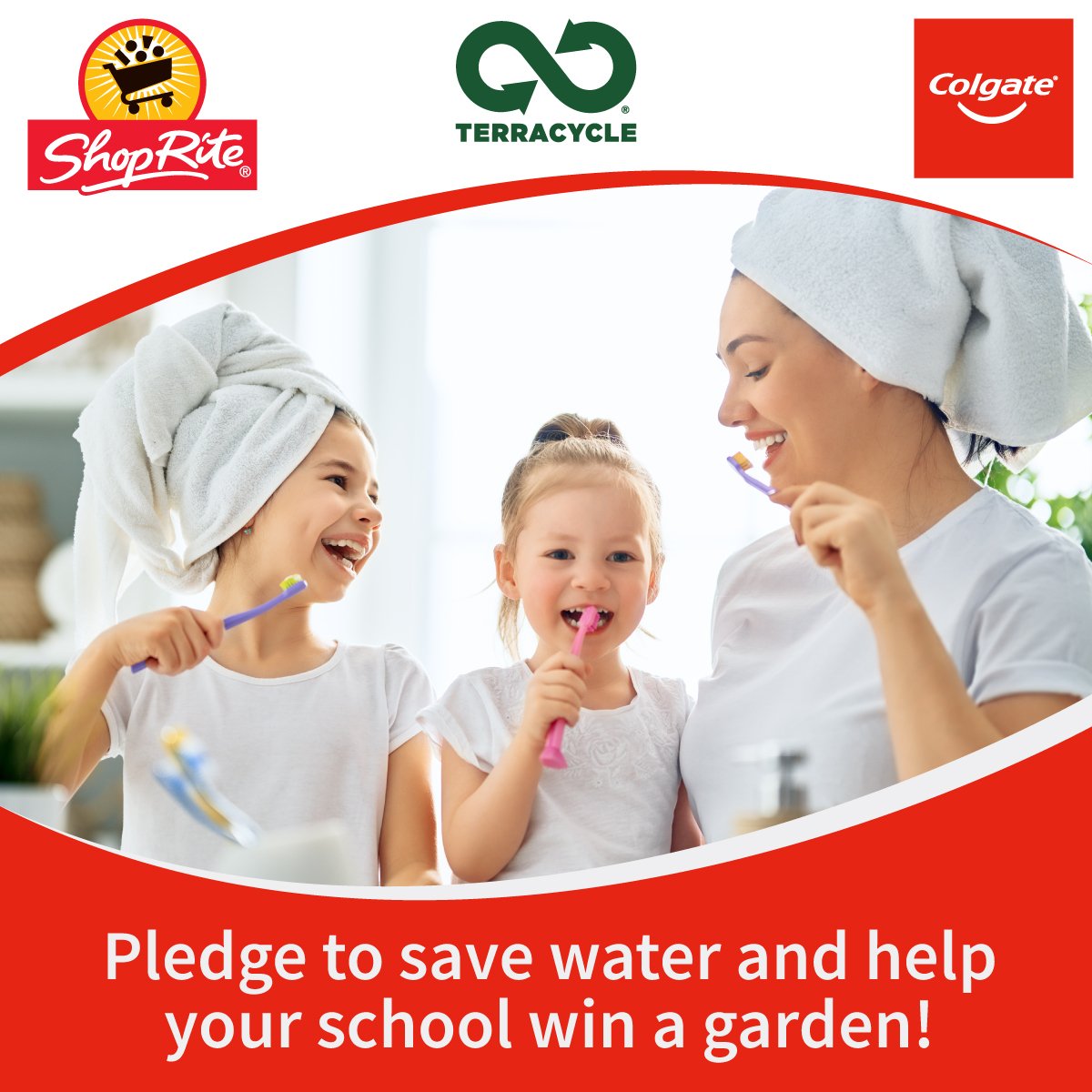 TerraCycle's tweet image. We've teamed up with @Colgate and @ShopRiteStores to once again give schools the chance to win a recycled garden donation by gaining the most pledges! 🌱 Encourage your community to make the pledge to #savewater.💧
No Purch Nec. #colgatepartner 
ow.ly/t5CG50uR5yf