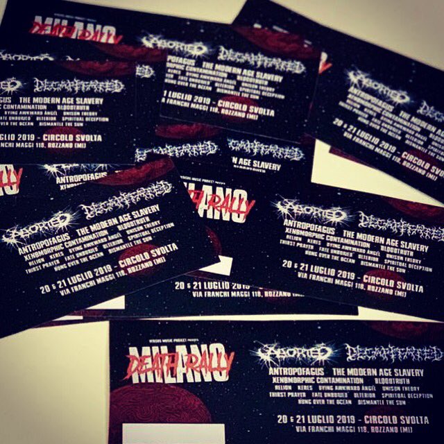 DyingAwkwardA's tweet photo. Prevendite disponibili per il primo MILANO DEATH REALLY!
📅 @Evento: Milano Death Rally: Aborted + Decapitated and more
🎫 Per acquistare le pre-vendite, scrivete direttamente in PM sulla pagina Dying Awkward Angel oppure via mail a dyingawkwardangel@gmail.com. Prezzo speciale! https://t.co/jd0sa1e7qH