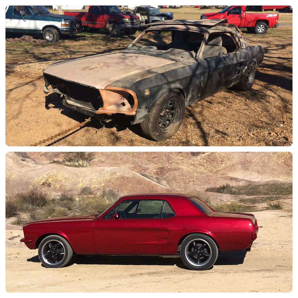 redneckas1an's tweet image. First draft vs. Final Draft #frankenstang #rustang