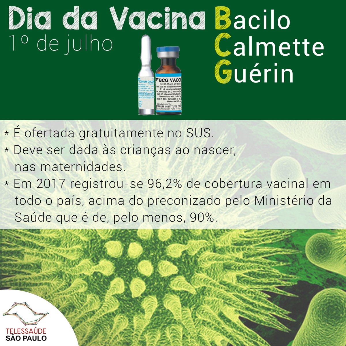 teleunifesp's tweet photo. Veja em nosso site: https://t.co/vGEQiuYWDs
#SGTES #ProgramaNacionalTelessaúdeBrasilRedes #Telessaúde #TELEEDUCAÇÃO #EDUCAÇÃOPERMANENTE #ATENÇÃOBÁSICA #SUS #MINISTÉRIODASAÚDE #SAS #AGENDANACIONALDETELEEDUCAÇÃO #telessaudesãopaulo #telessaudesp #vacina #tuberculose #BCG https://t.co/gt3OJL88m8