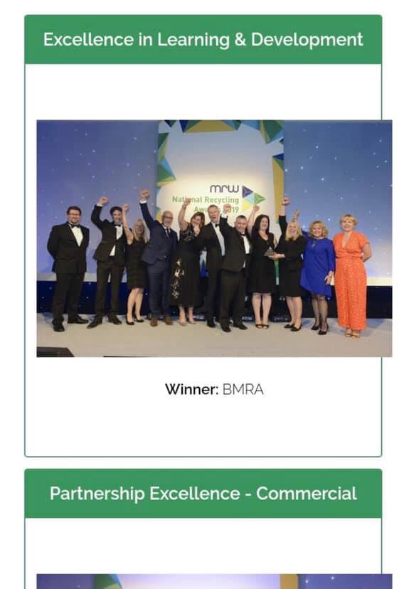 ClaireDallison's tweet photo. @S_Burrage @BMRA_UK @MRGO_Apprentice @NRAwards @Mellor_Metals @EMRmetal @SimsRecycling @recyclinglives @ssackers @WardRecycling @RecycProducts Well done everyone! Fantastic to be part of a great team developing the first dedicated apprenticeship for the industry https://t.co/NE67R29iaJ