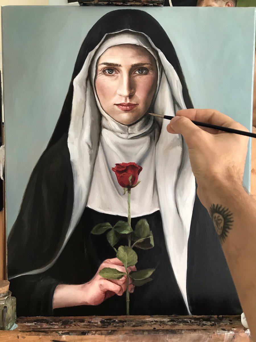 Finished. Saint Rita of Cascia. Oil on canvas. <a href="/RCWestminster/">Westminster Diocese</a> #santarita #santaritadecassia #saintrita #contemporaryart #art #painting #oilpainting #portrait #comissionart #finearts #figurativeart  #emergingartist #youngmaster #sacredart #realisticart #catholic #saint