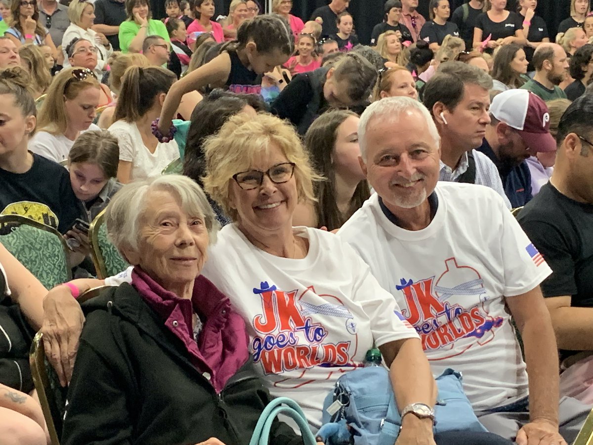 indygymnastics's tweet photo. Hereโs a lovely picture of Barbara Adams and JK Gymnastics supporters at todayโs #IAIGC Worlds in #Nashville https://t.co/zLvj9JYZhr