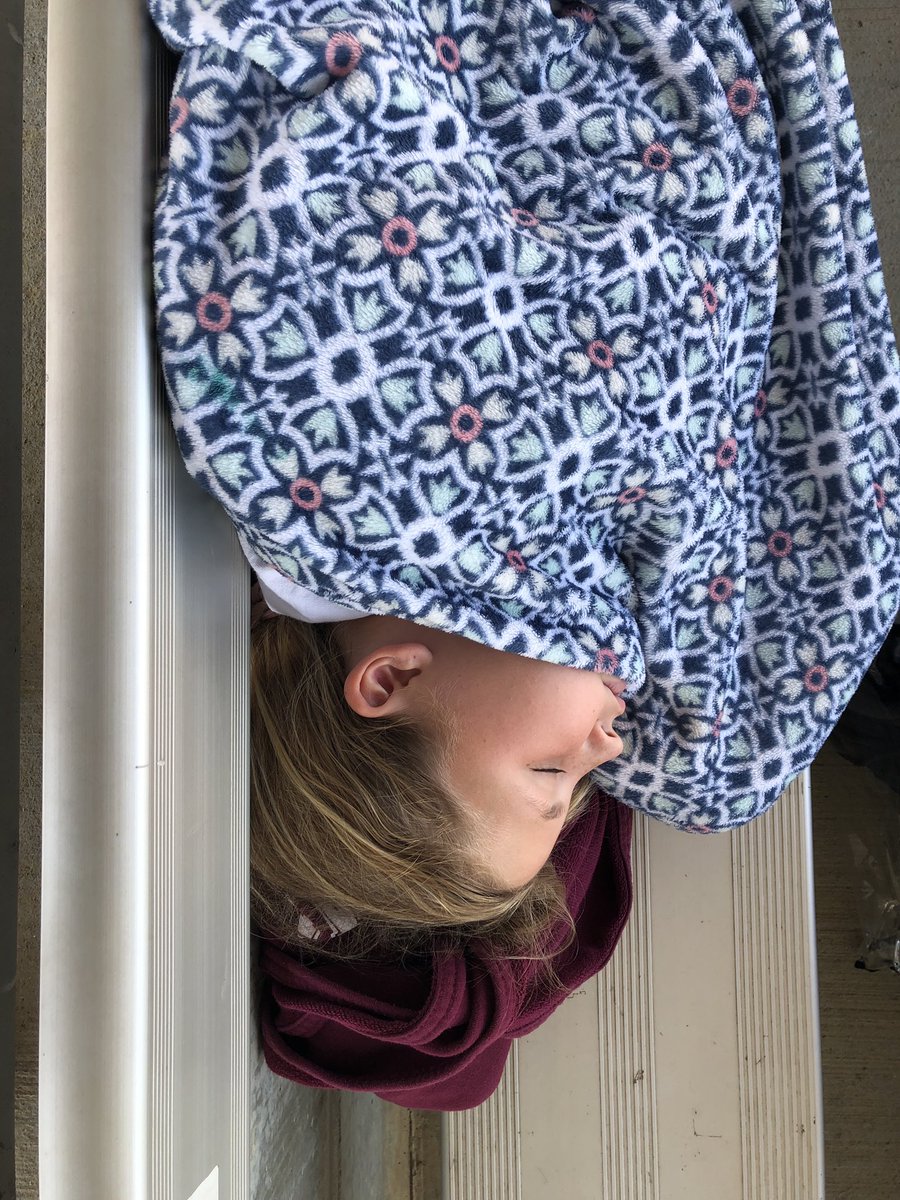 I have the best sister!  My parents had to wake her up at 5:00 this morning for my PBR event at Ohio State.  She found a comfy bleacher to catch a nap.