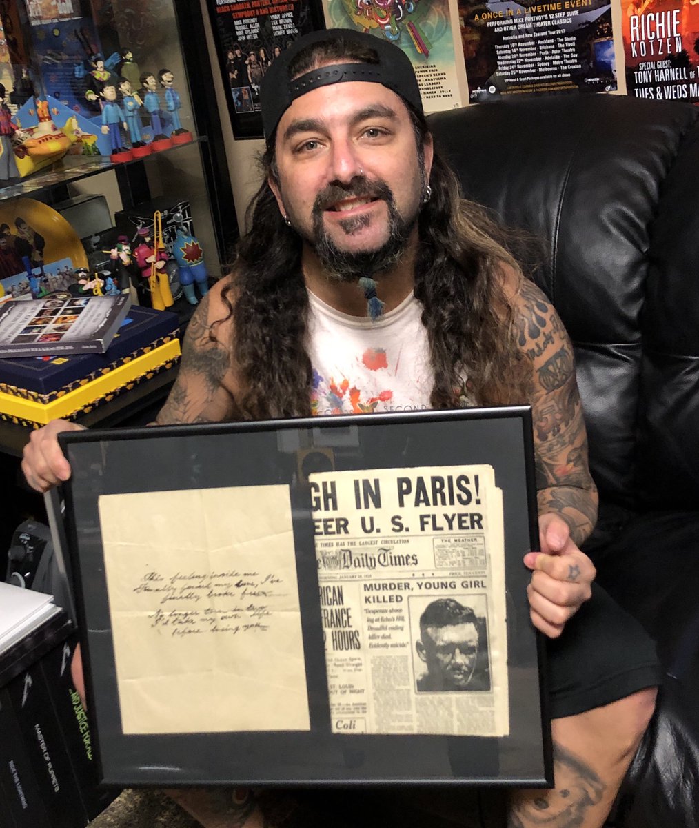 MikePortnoy's tweet photo. Just did a fun interview for @ProgMagazineUK discussing the 20th anniversary of @dreamtheaternet  #scenesfromamemory 
During the conversation, I shared with Dave Ling the original newspaper and suicide letter from the album’s artwork that I still have framed at home! 😎 https://t.co/aEL1XZmx5u