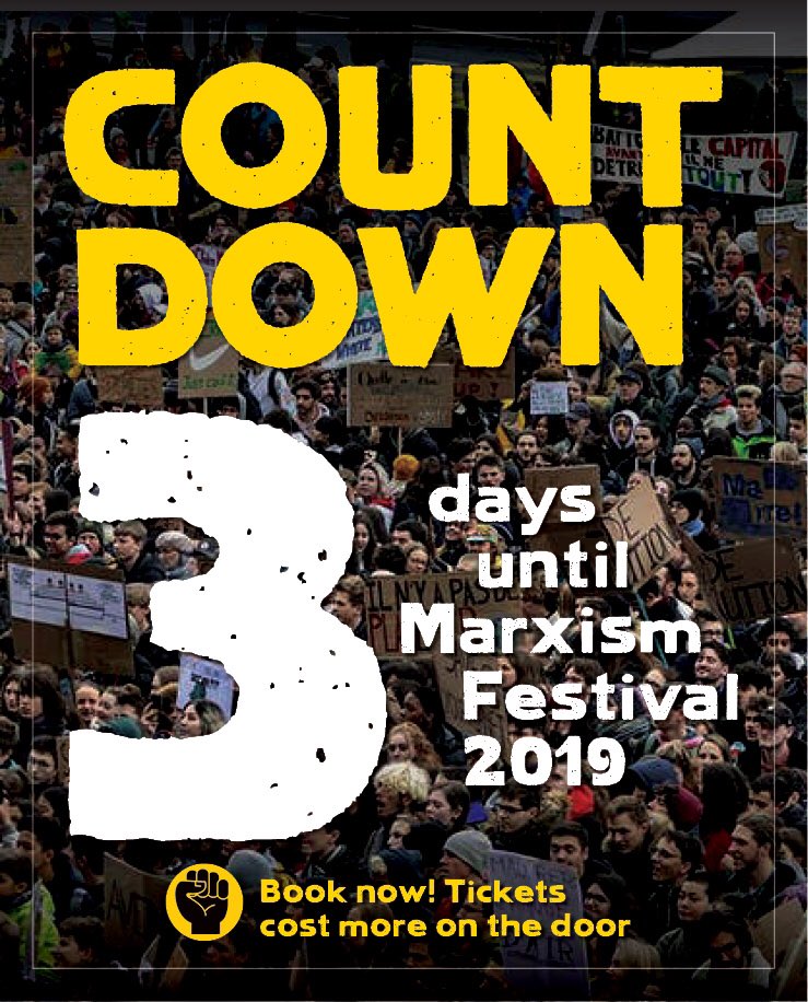 Only 3 days to go until #Marxism2019! Have you got your ticket yet 🤔

Speakers include <a href="/cyclingkev/">Kevin Courtney</a>, <a href="/RedApoyoMiguelR/">Red de Apoyo Miguel Roldan</a>, <a href="/LouiseRawAuthor/">Dr Louise Raw</a>, <a href="/pappe54/">Ilan Pappe</a>, <a href="/nita_4_VP_ucu/">Nita Sanghera</a>, <a href="/C_Lapavitsas/">Costas Lapavitsas</a>, <a href="/SheilaColeman96/">Sheila Coleman</a> &amp; more

Tickets &amp; timetable: marxismfestival.org.uk