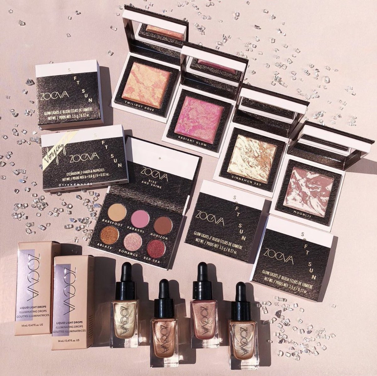 Twitter 上的Trendmood："Available Now! 🚨💗✨ Online @zoevacosmetics Another Stunning #Collection The NEW #GlowCollection ✨☀️😍 Includes: 1. Soft Sun Voyager $19 2. Liquid Light Illuminating Drops $22 each 3. Soft Sun