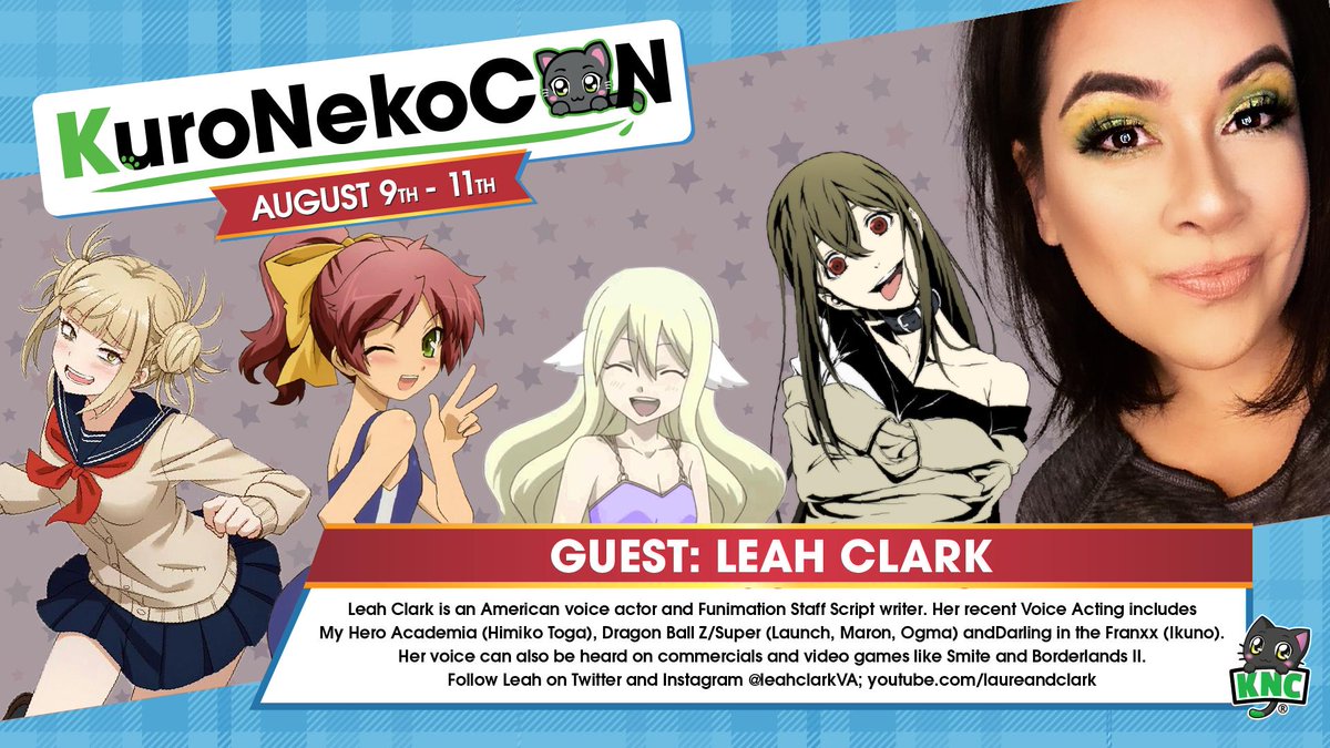 🎉 Guest Announcement! 👏

We are pleased to welcome Leah Clark to KuroNekoCon 2019!

To read her full bio, visit our website!

kuronekocon.com/guests/leah-cl…