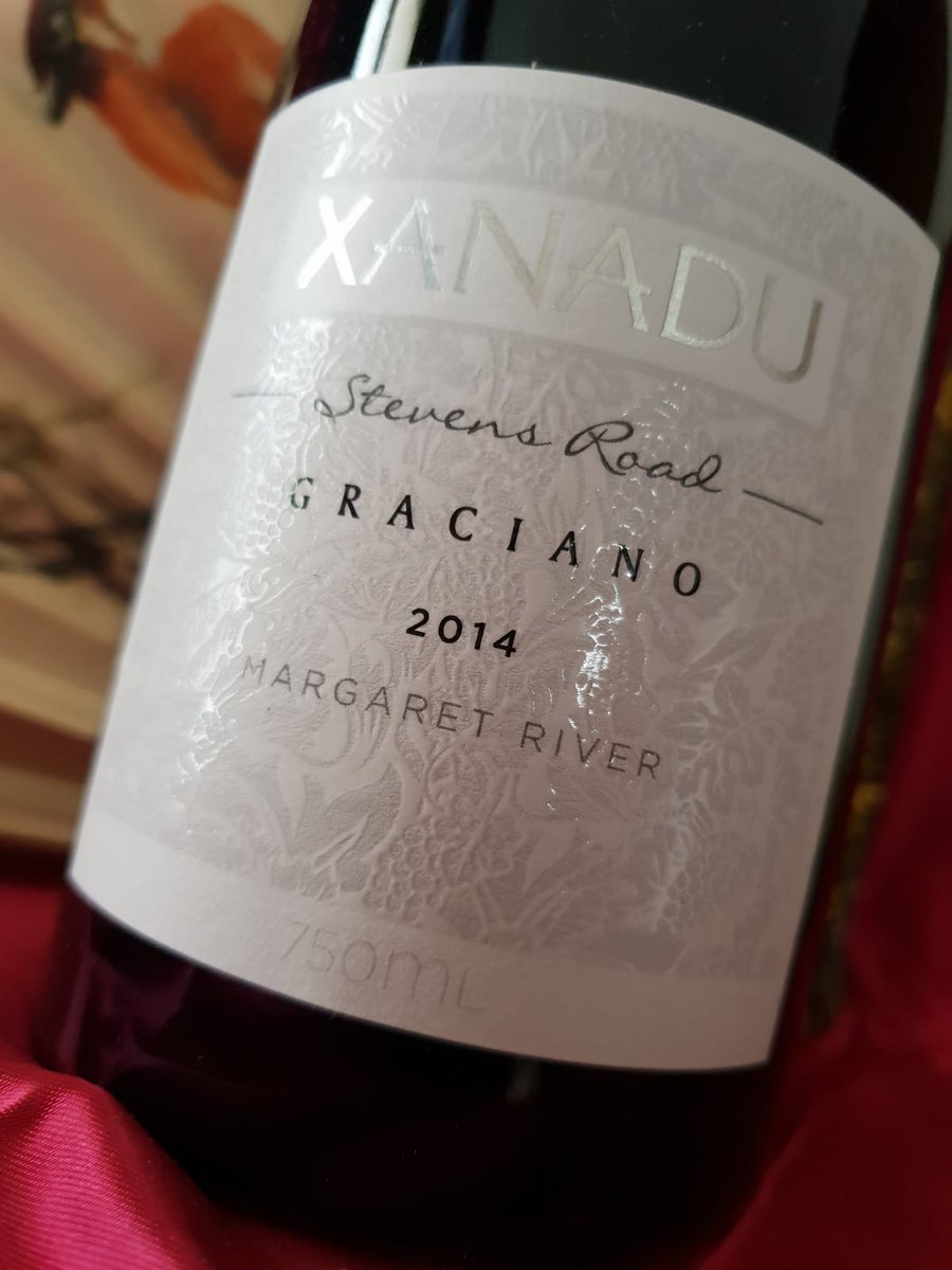 @xanaduwines 2014 @MargaretRiver 'STEVENS ROAD' #GRACIANO - Tasted for a @WBMwinemagazine article-Exceptional wine@ 5 years old has great depth of savoury red fruits & plums on the bouquet, ubber smooth rich flavours,great structure, balance, as one judge said'A BLOODY GOOD DROP'