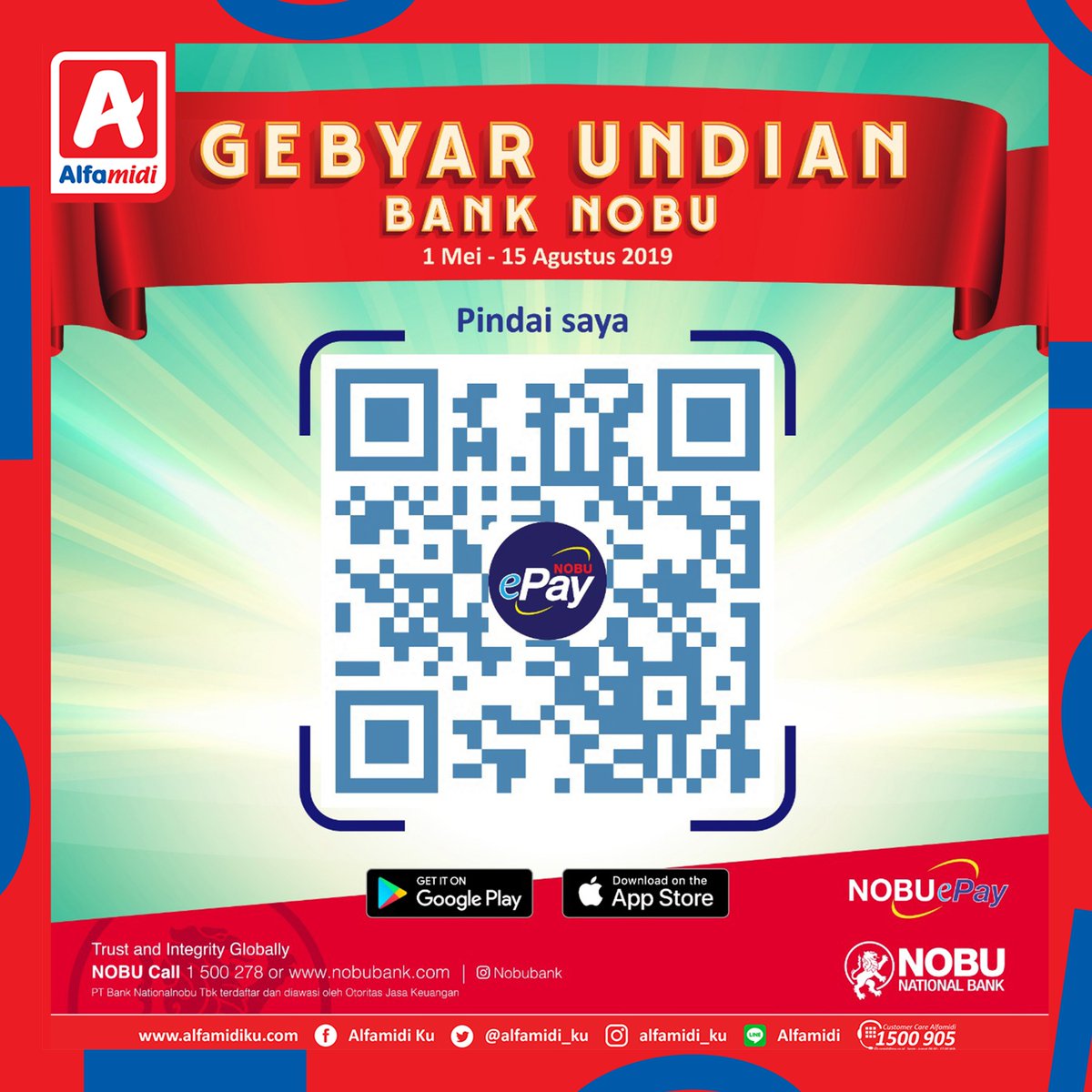 alfamidi_ku's tweet photo. #AyokeAlfamidi dan belanja menggunakan NOBU ePay! Kumpulkan poin-nya biar bisa dapat kesempatan menang dan jangan lupa download NOBU ePay di Playstore atau Appstore
#AyokeAlfamidi #nobubank #NOBUePay #babeNOBU https://t.co/mzdWYn6MjY