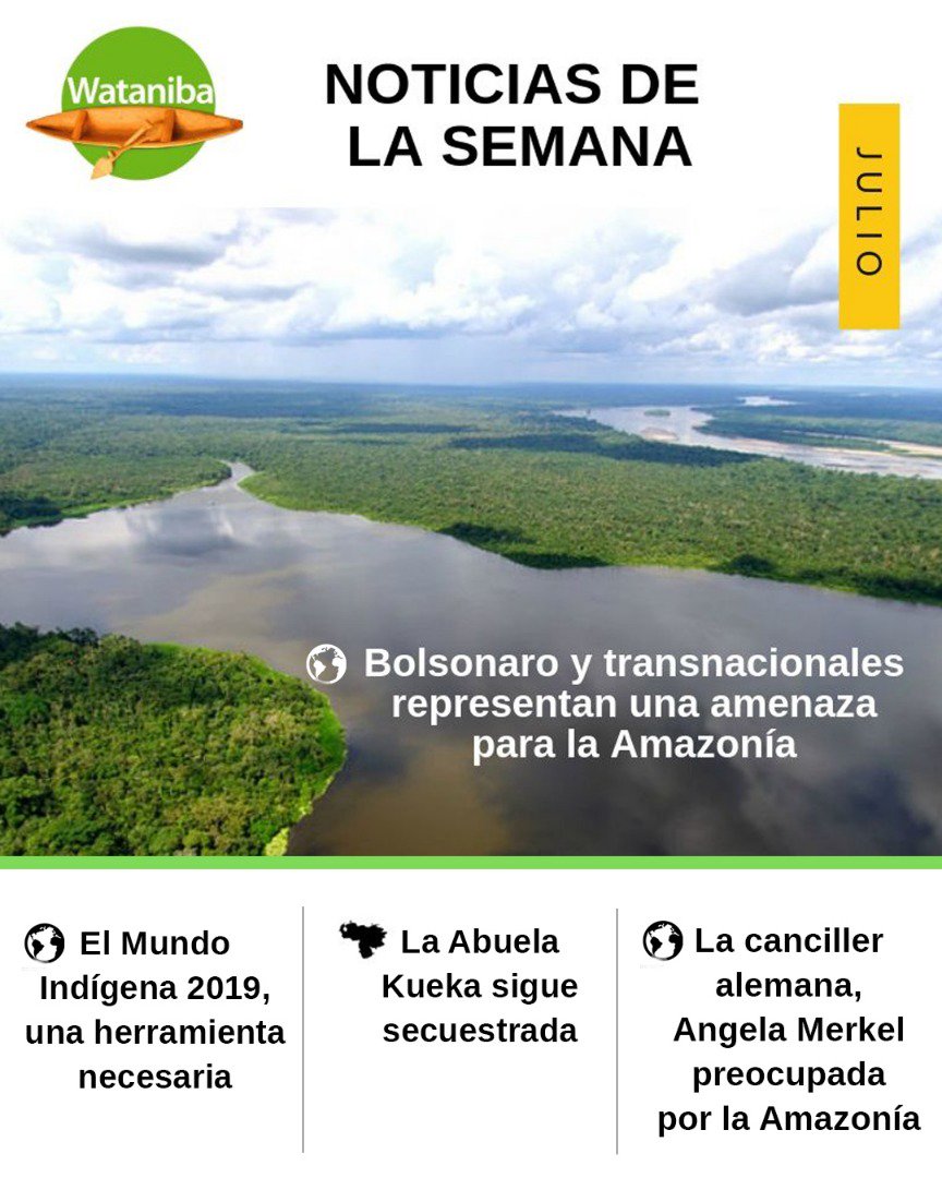 Wataniba_ve's tweet photo. #ResumenDeNoticias 
- Brasil de Bolsonaro representa un potencial económico que mata la Amazonía. @washingtonpost Link: https://t.co/wgK2L45x6T 
 - El Mundo Indígena 2019, una herramienta necesaria @IWGIA Link: https://t.co/TEVD29LGhW https://t.co/EC01Dp7V4b