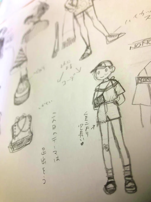 作画前に三人娘の服を決めるやつ。 