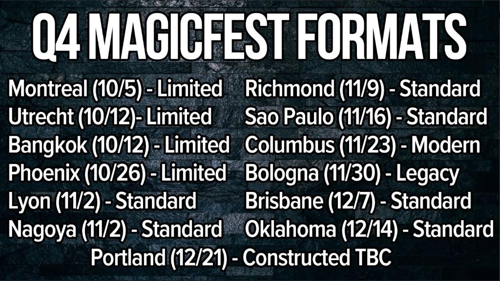 In case you missed <a href="/ChannelFireball/">ChannelFireball</a>'s Q4 MagicFest Format announcement at #MTGDFW over the weekend! 

Which MagicFest's are you most excited for?