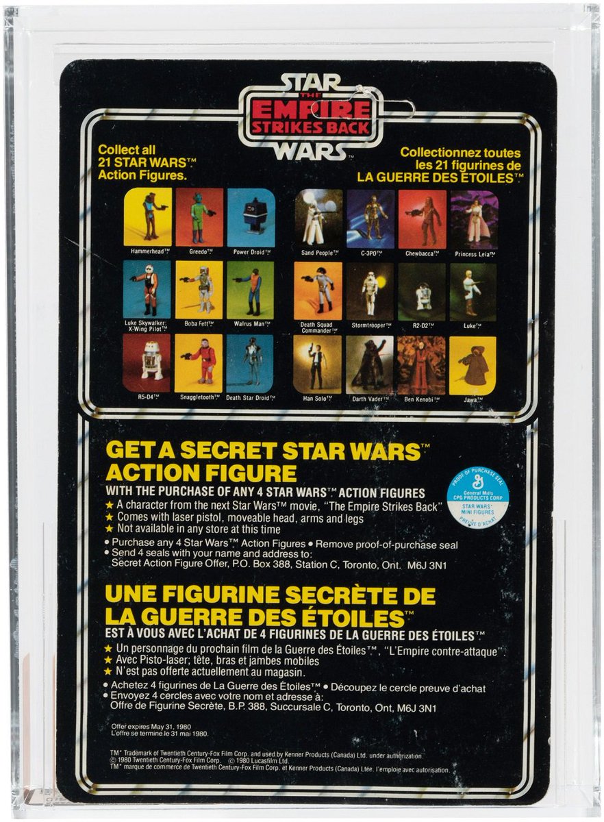 HakesAuctions's tweet photo. Happy #CanadaDay to all our #StarWarsFans in #Canada! Seems like the perfect time to share this #AFA 60 EX #Canadian #21Back #EmpireStrikesBack #BobaFett up for bid at @HakesAuctions! 🇨🇦🇨🇦🇨🇦
#Kenner #StarWars #Mandalorian #WhiteBobaFett https://t.co/5eLetOLW5H