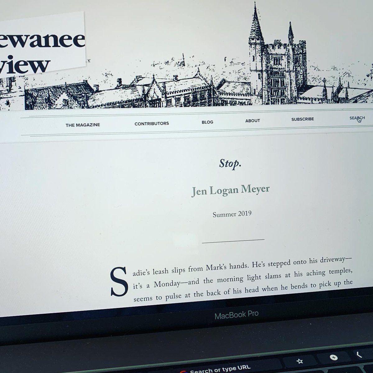 jenloganmeyer's tweet photo. Online today! Thrilled to appear in the venerable @sewaneereview for the second time! Big thanks to @adamrosswriter and Eric Smith #subscribe https://t.co/6j1DgIPMTY