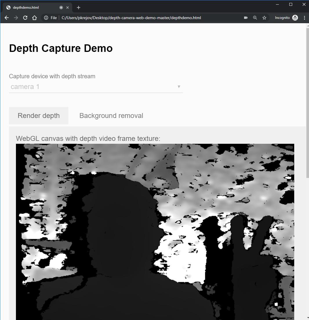 PhilipKrejov's tweet photo. #TipOfTheDay :
Did you know that @IntelRealSense depth cameras work in the @googlechrome browser!
https://t.co/B1NDckIPac
To run the demo I had to download the repo and run locally(the links 404) but would work if you host them yourself. 
#ComputerVision #Reconstuction #IamIntel https://t.co/LArubklhAT
