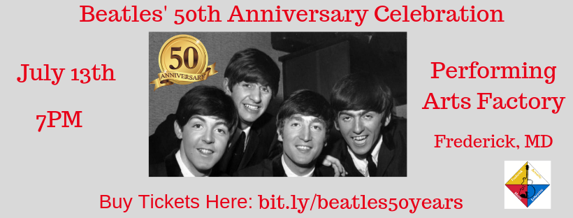 FAMEFrederick's tweet photo. Our show highlighting the #Beatles albums Abbey Road and Yellow Submarine during their 50th anniversary will take you back in time! See the show July 13th at The Performing Arts Factory in #FrederickMD . Tix only $15! #Frederick Buy Tix Here: https://t.co/R57JUtNyzS https://t.co/XrKccF4j8P