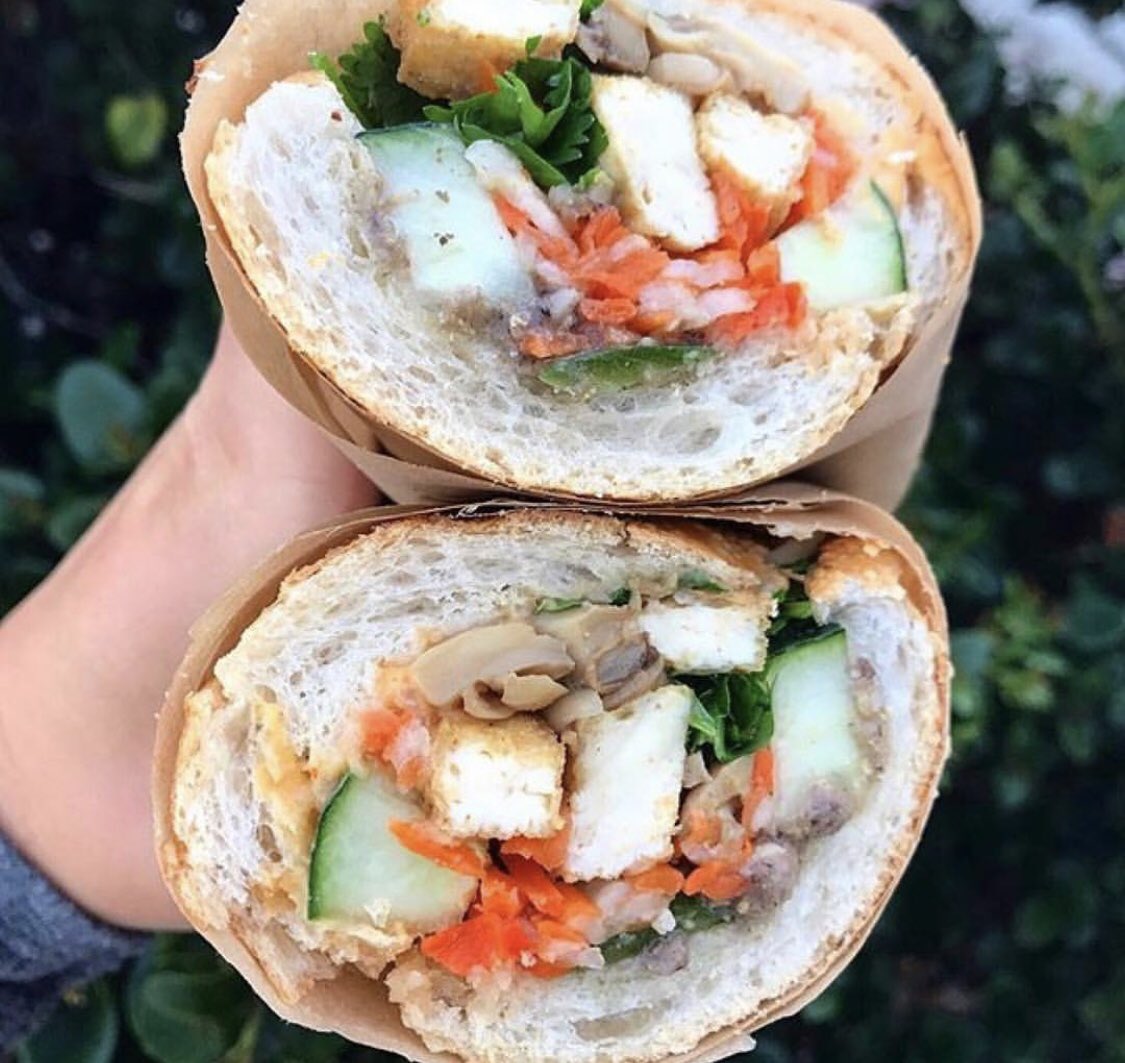 Mushroom &amp; tofu banh mí from Saigon Beach 😍. Tag your photos #dineNB for a chance to be featured. 📸: <a href="/sixvegansisters/">six vegan sisters</a>
