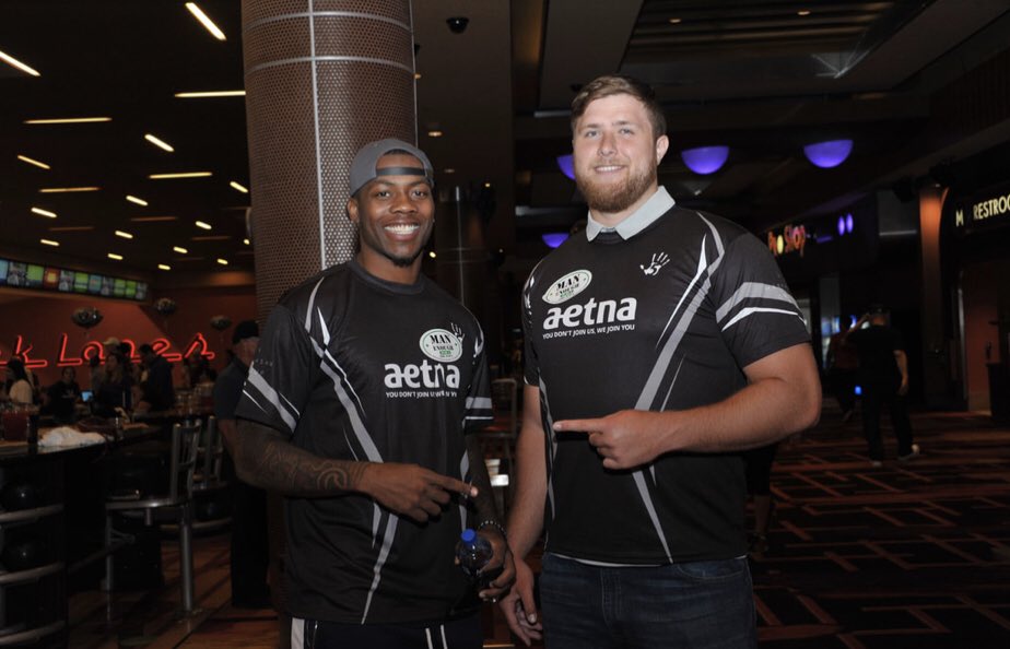 GehlkenNFL's tweet photo. Raiders LT Kolton Miller and DE Arden Key helped raise nearly $15,000 Saturday at a Las Vegas charity bowling tournament. Proceeds benefited Strikes For Kids, a non-profit pledging to disperse funds via backpacks, bicycles to Las Vegas youth. https://t.co/yq7OTpJMfB