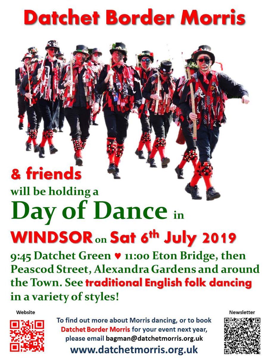 Looking forward to welcoming our friends <a href="/MayflowerMorris/">Mayflower Morris</a> <a href="/111Horseshoes/">Three Horseshoes</a> #TowerseyMorrisMen #JackstrawsMorris for our #DayOfDance in #Windsor &amp; #Datchet this Saturday! #morrisdancing #summer