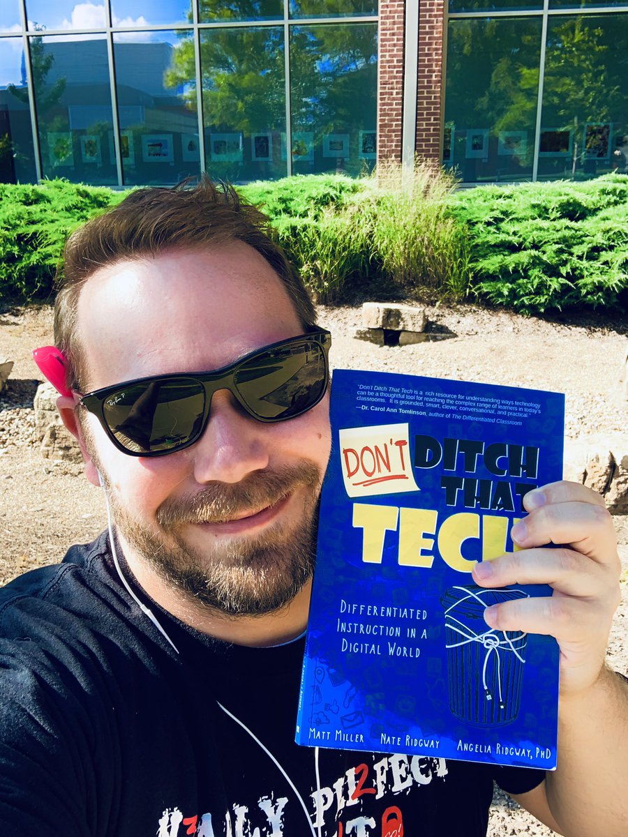 drmcclard's tweet photo. Reading the new #DITCHbook, Don’t DITCH That Tech by @jmattmiller an @TeachFromRidge. Learning a few new tools and possible ways to DI while gettingone step closer to another #summerselfiebingo. Also, another #DBCbookface entry! #northproud #TLAP https://t.co/87OKoHv7UV
