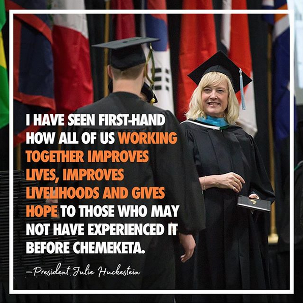chemeketa's tweet photo. This is President Huckestein's last week at Chemeketa. We thank her for all of her work supporting #communitycollege. Statement from her in the thread #SalemOR #McMinnvilleOR #WoodburnOR #DallasOR https://t.co/yNRJgxW8Wt