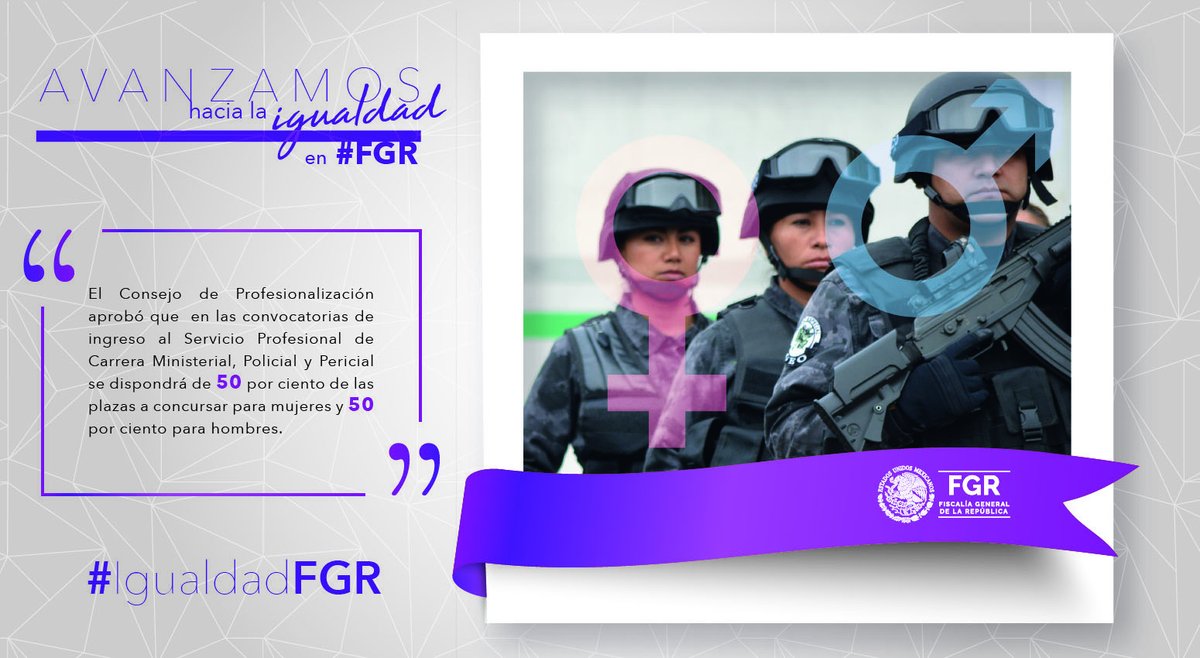 FGRMexico's tweet photo. #Entérate. La #FGR, a través de su Consejo de Profesionalización, aprobó por unanimidad emitir un acuerdo para establecer la paridad de género en las convocatorias para formar parte del Servicio Profesional de Carrera Ministerial, Policial y Pericial. #IgualdadFGR https://t.co/Wclx4yMy0N