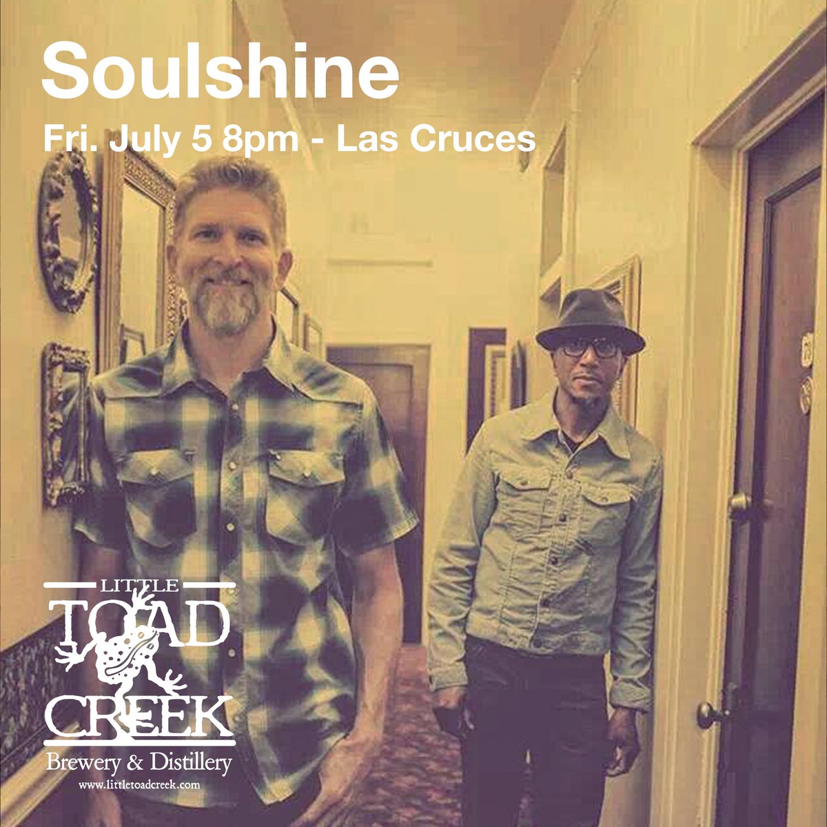 toad_lc's tweet photo. This Friday #atthetoad, Soulshine! Come and get some country-fried folk! The music starts at 8pm. No cover. @WannabeFarmsFT will be slinging the chow!
#littletoadcreek #lascruces #purelascruces #soulshine #foodtruck #wannabefarmsfoodtruck https://t.co/c7oZX8NLp0