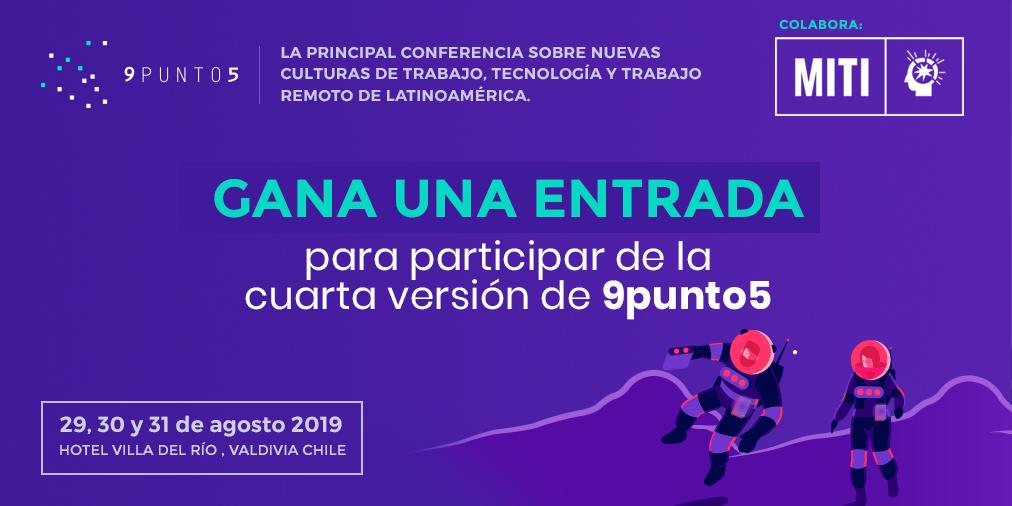 Somos parte de la cuarta versión de #9punto5, la principal conferencia sobre nuevas culturas de trabajo, tecnología y #TrabajoRemoto.
Concursa por tu entrada gratis en bit.ly/95-2019-MITI.
Participa hasta el 15 de julio, todos los días y ¡aumenta tus posibilidades de ganar!