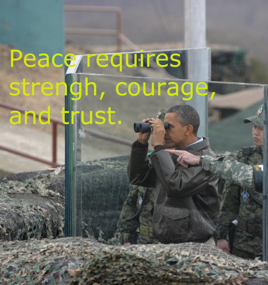 <a href="/WhiteHouse/">The White House</a> <a href="/realDonaldTrump/">Donald J. Trump</a> Obama "visiting" North Korea in 2012. Wishing for peace from a safe space won't work.