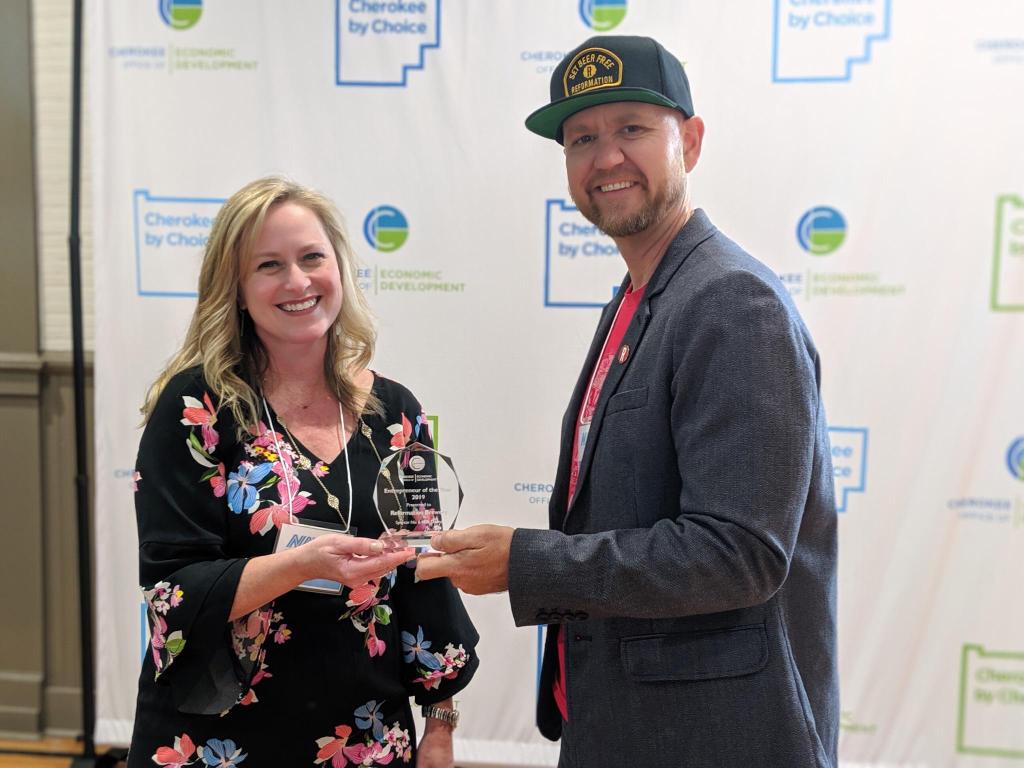 CherokeeOED's tweet image. Congratulations to Cherokee's Entrepreneur of the Year, @ReformationBrew. #setbeerfree #cherokeebychoice #nav