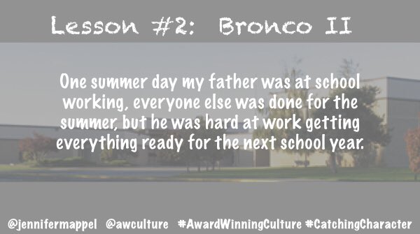 New 🔥Blog Post in our summer series: “Catching Character” 
Lesson #2:  Bronco II
awardwinningculture.com/blog/category/…

#PrinLeaderchat #ServantLeadership #LeadLAP #CharacterStrong #forgiveness 

@ShellTerrell @R_CILR @Mhaseltine @maeward2311 @mrsramireza @Joe_toomey1984 @AOC @drmcclard