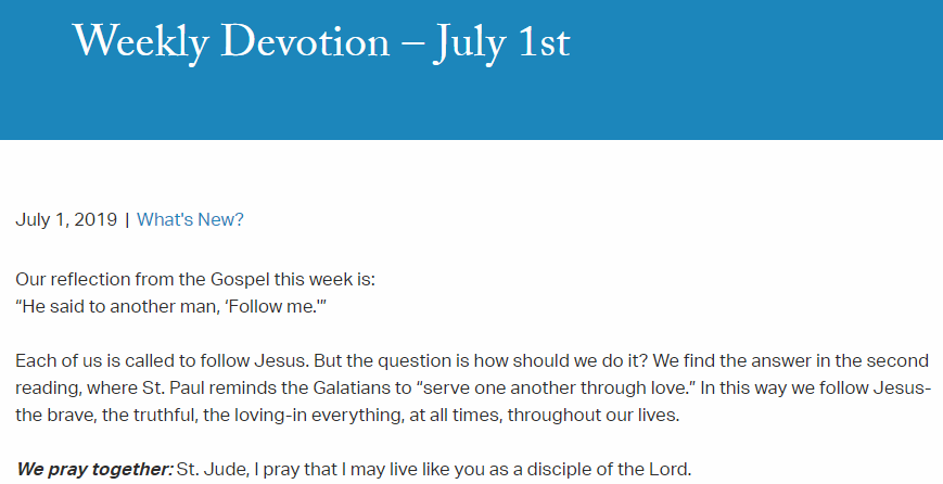 ShrineofStJude's tweet photo. We pray together: St. Jude, I pray that I may live like you as a disciple of the Lord.

https://t.co/mOr3Oyp00F
-
#pray #prayer #stjude #saintjude #stjudethaddeus #catholic #weeklydevotion #devotion #monday #july #gospel #reflection #Jesus #love #brave #truth #truthful #disciple https://t.co/YPsK1pDr2f