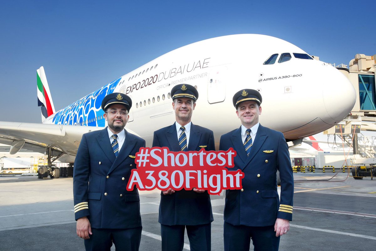 emirates's tweet photo. A double debut for the double-decker as Emirates launches two daily @Airbus A380 services between Dubai and Muscat marking the world’s shortest A380 flights. @DXB @OmanAirports #FlyEmiratesFlyBetter #ShortestA380Flight https://t.co/tkKY8QR7P2 https://t.co/U58WN0TI1b