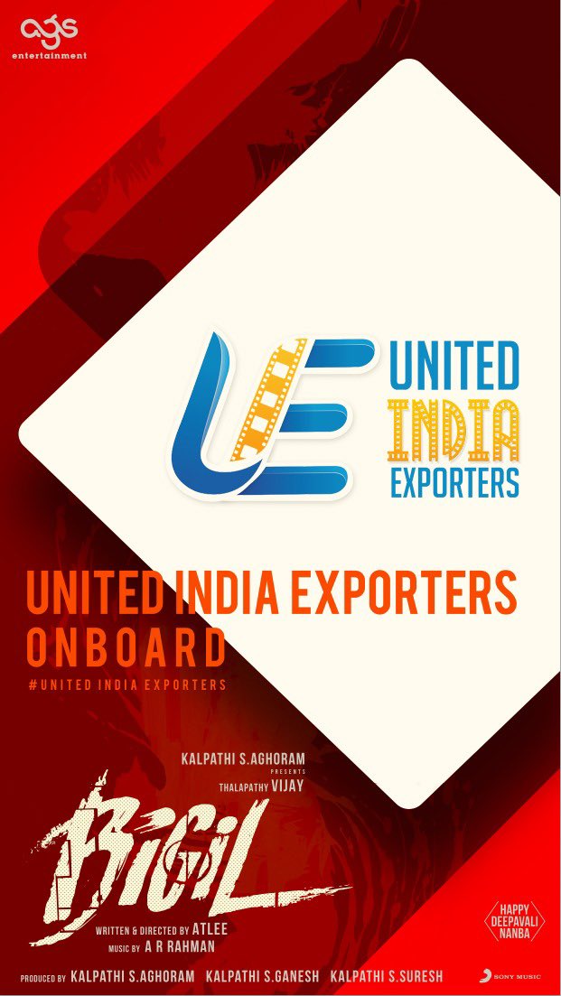 #Thalapathy’s  #Bigil overseas rights bagged by #XGenStudio and #UnitedIndiaExporters!

This will #Thalapathy’s largest worldwide release!