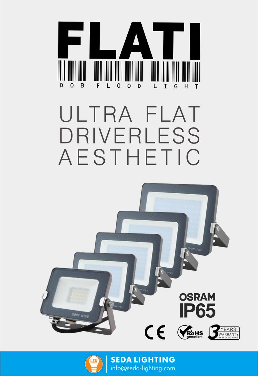 sedalighting's tweet photo. FLATI ultra slim LED DOB flood light series, 20-200W options CRI80 3000K/6000K available, a combination of high performance and high cost-effective, drop us a email for latest offer: info@seda-lighting.com or https://t.co/mgs5v8Hjoz for catalog #sedalighting #dobledfloodlight https://t.co/ntXUMYnbcB