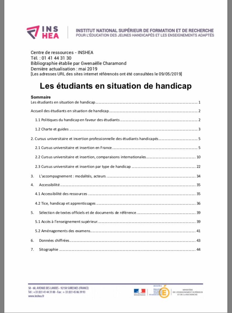 Tout ce qu’il faut savoir sur le #handicap dans l’enseignement supérieur 👍 Merci ⁦@ins_hea⁩ ➡️ inshea.fr/sites/default/…
