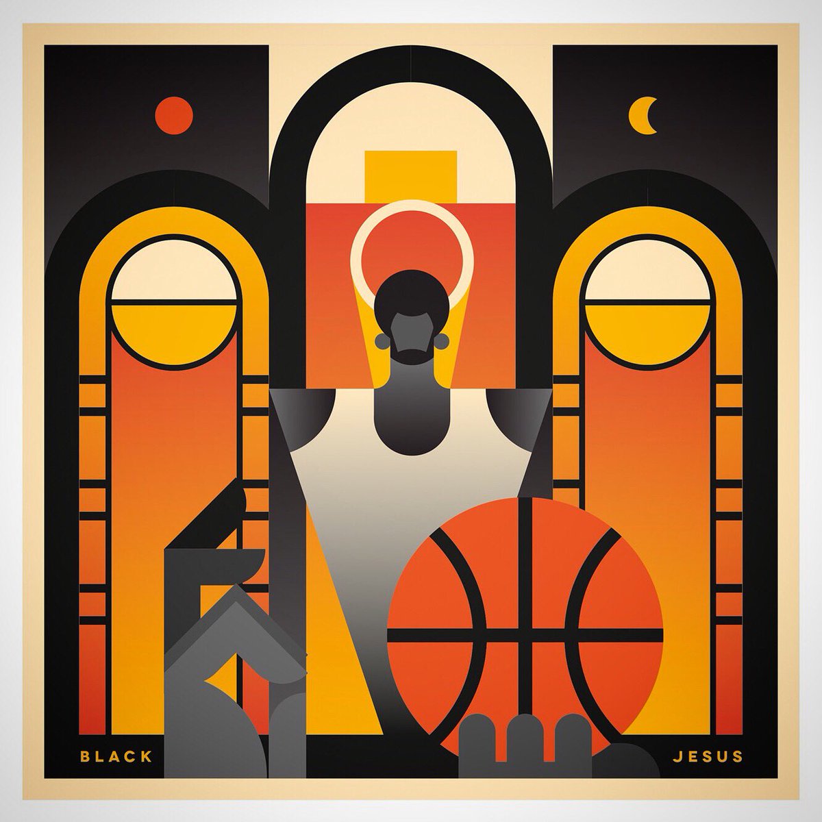 francescoporoli's tweet photo. Black Jesus, santo protettore di tutti i campetti del mondo /// Black Jesus, the patron saint to all playgrounds worldwide #illustrator #illustration #disegnini #illustrazione #vector #vectorart #adobeillustrator #basketball #playground #santini #campetti #francescoporoli https://t.co/ZO1Rq1VneD