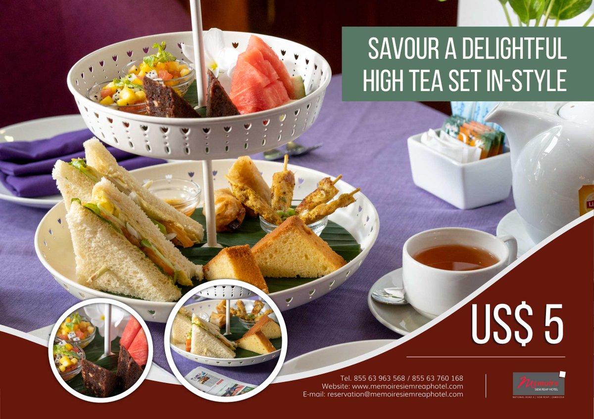 memoiresiemreap's tweet image. Savour a delightful high tea set in-style with your dear one at @memoiresiemreap.
#hightea #eatingout #enjoylife #memoire #siemreap