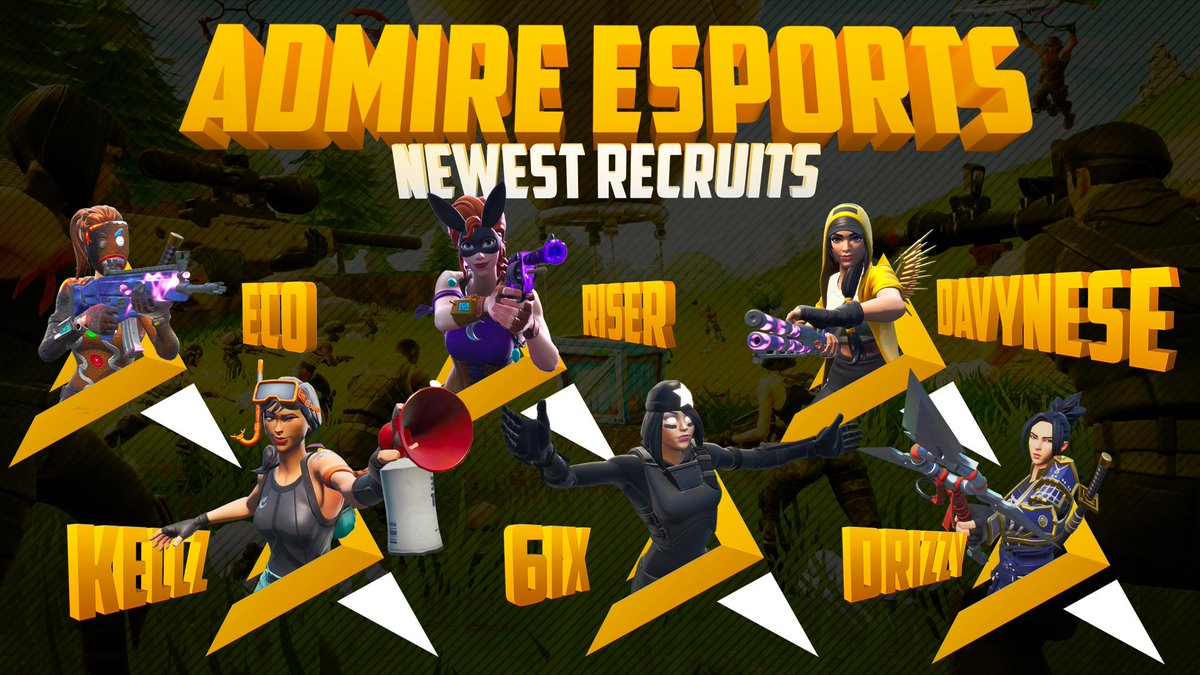 EsportsAdmire's tweet photo. We want to give a warm welcome to our newest Fortnite roster members! Everyone, please welcome @davynese @6ixUsesWifi @looperface123 @KellzFN @AdmireEco and @Caleb19360097 Follow them on their socials as well! :D #fortnite #esports #recruitment #welcome #twitch https://t.co/2k1oGnnQ0A