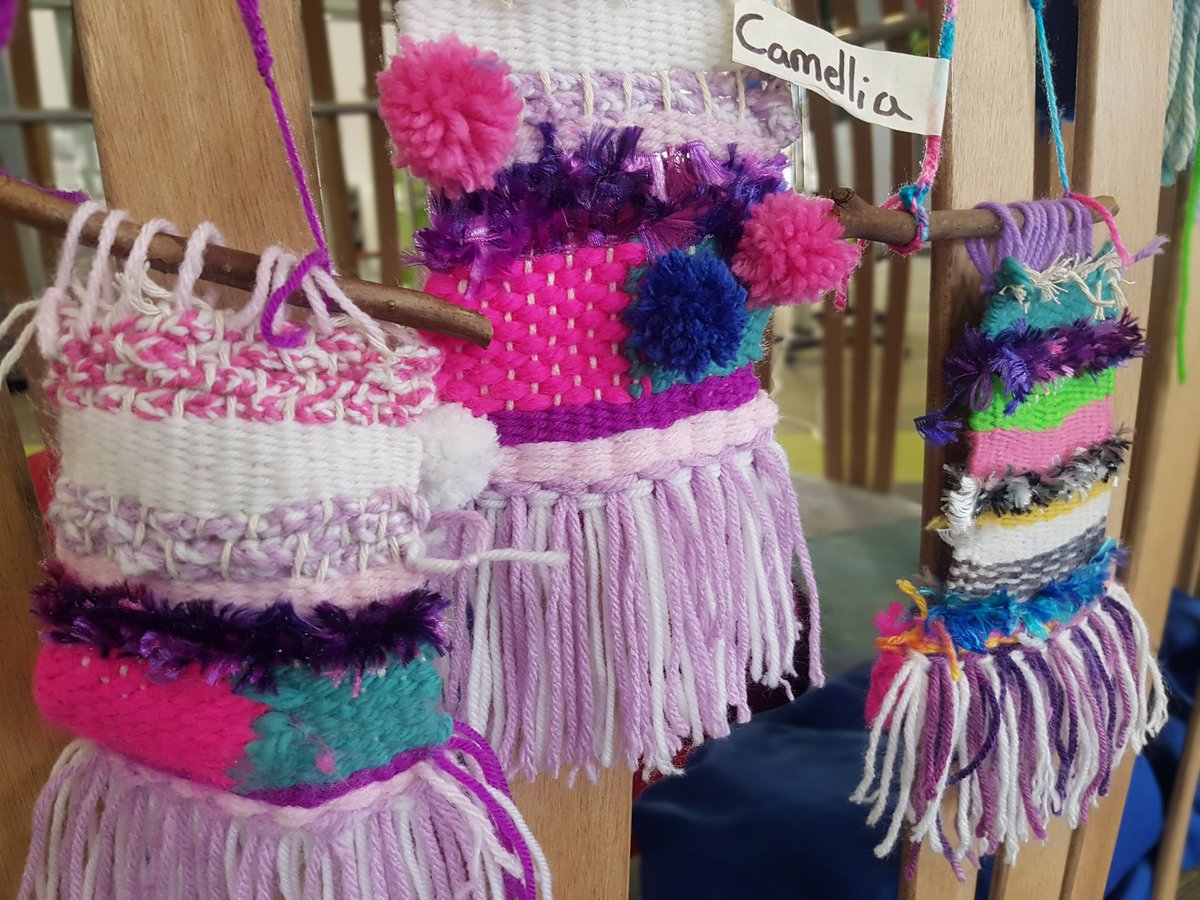 S_Allen_23's tweet photo. WOW! Look at the hard mahi these learners have done to complete their stunning wall tapestries.  Made on handmade looms and using a variety of weaving techniques.  I'd be proud to hang them in MY house! @StonefieldsSch https://t.co/ccjZaSAHqt