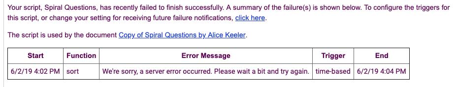 5BBIS's tweet photo. @alicekeeler The April 17, 2018 newsletter was about making spiral questions.
I continually get this error message.  I want to STOP all notifications that it is not working.
I do not want to receive anymore notifications. Clicking on link doesn't work.
Suggestions?
Thanks, Jenny https://t.co/IuHLKIa1W2