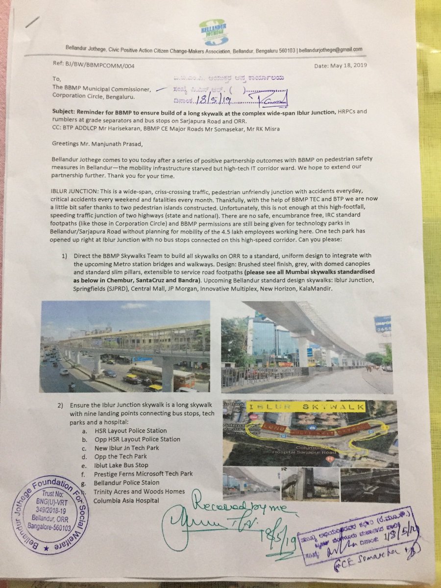Where are our ORR skywalks, @BBMPCOMM sir? Iblur Jn needs a long, multi-exit skywalk; work order issued Feb, build not commenced yet. Illegal buildings come up faster than life-saving road infrastructure, Mr Commissioner😥? <a href="/bbmpceri/">Chief Engineer-Road Infrastructure</a>  Skywalks to save lives not for ad revenue.