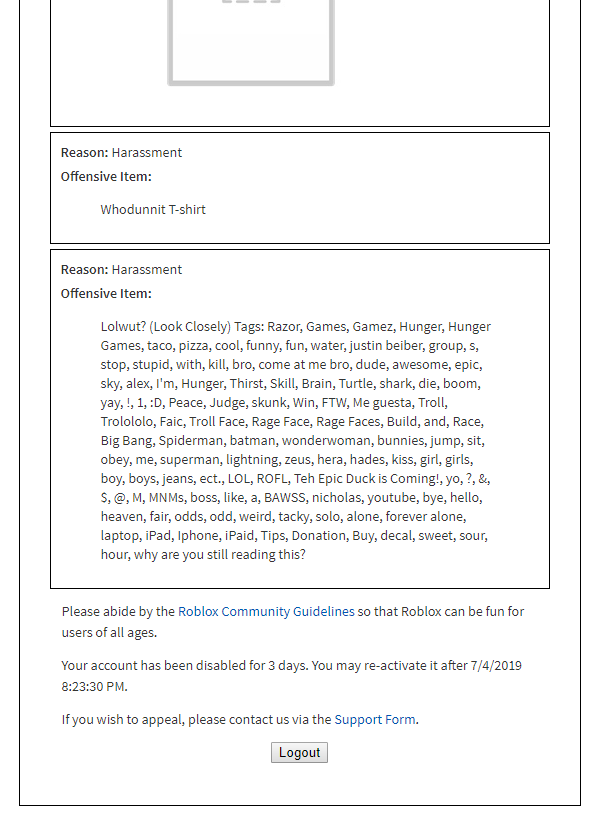 Ravogan On Twitter Harrassment On A T Shirt I Uploaded 3 4 - get unbanned t shirt roblox