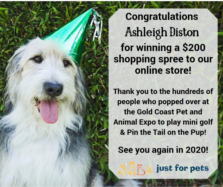 JustForPetsAus's tweet photo. Thanks to the hundreds of people that popped by over the 2 days at the Gold Coast Pet &amp; Animal Expo and joined us in mini golf and pin the tail on the pup. 
A big CONGRATULATIONS to our competition WINNER Ashleigh Diston who’s won a $200 shopping spree at https://t.co/3KQkLLW6Ye https://t.co/ff5F3doNSS