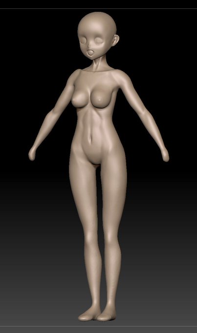 今日のZbrush進捗。
素体の上半身は大体できました。 