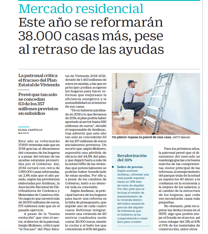iandimac's tweet image. . @CincoDiascom destaca en este artículo los datos del #Observatorio360 de la reforma y el Hogar presentado la semana pasada: 'Este año se reformarán 36.000 casas más, pese al retraso de las ayudas'