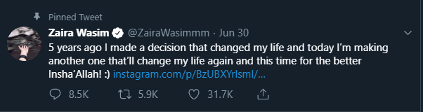WorldTrendyVid1's tweet photo. Zaira Waseem
Tweets and Instagram

#ZairaWaseem #ZairaQuitsLobbySilent #ZairaWasim #ZairaQuitsBollywood #ZahiraWasim #Zaira 
Comment your response on it.
Follow for more these types of news
Here is the link to his instagram https://t.co/rDyuQwWA3N https://t.co/nxSLPxTerP